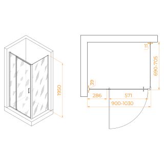 Душевой уголок RGW PA-078B (RGW PA-008B + Z-050-2B) 350807897-14 90x70см чёрный